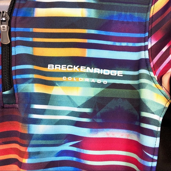 Breckenridge Colorado Multi-colorful Striped Fleece 1/2 Zip Pullover Size Small - Picture 3 of 7